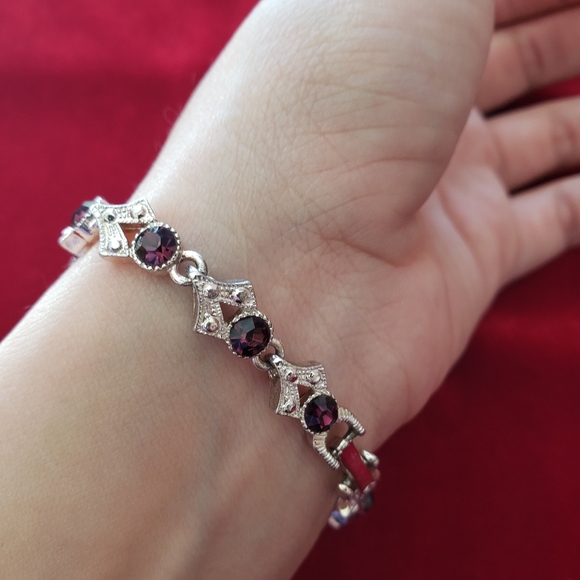 Vintage purple Rignstones bracelet - Picture 9 of 13